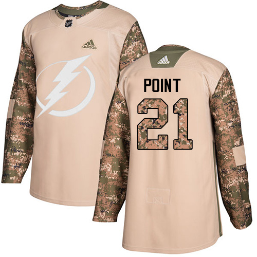 Adidas Lightning #21 Brayden Point Camo Authentic Veterans Day Stitched NHL Jersey - Click Image to Close